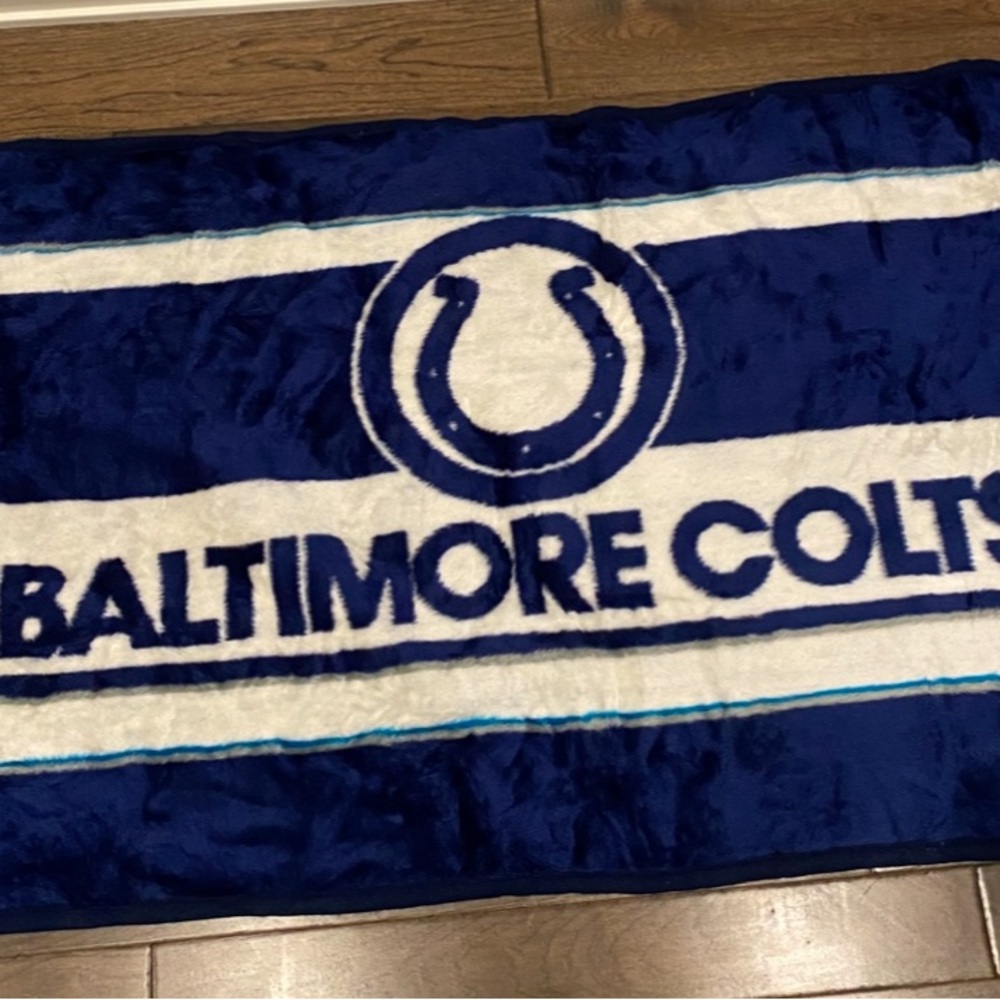 Vintage NFL Blue and White Blanket Baltimore Colts